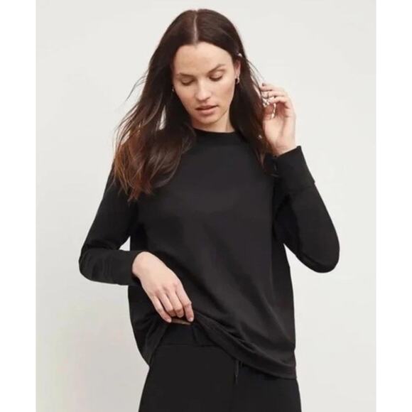 M.M. Lafleur Black Ribbed Knit Long Sleeve Top Viscose Blend Size XL - Picture 1 of 13